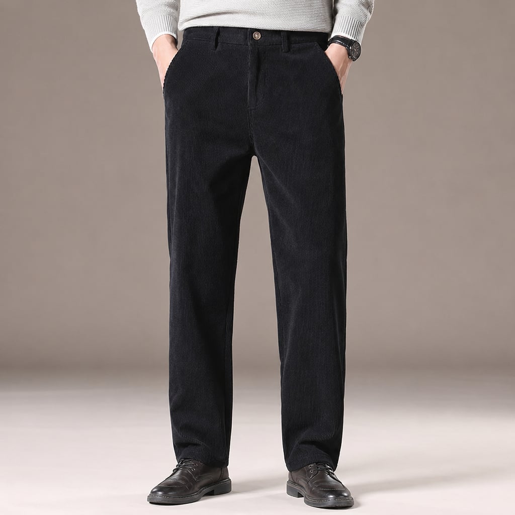 Chino Pants Corduroy Tapered Fit in Black – Tarlano Premium Menswear