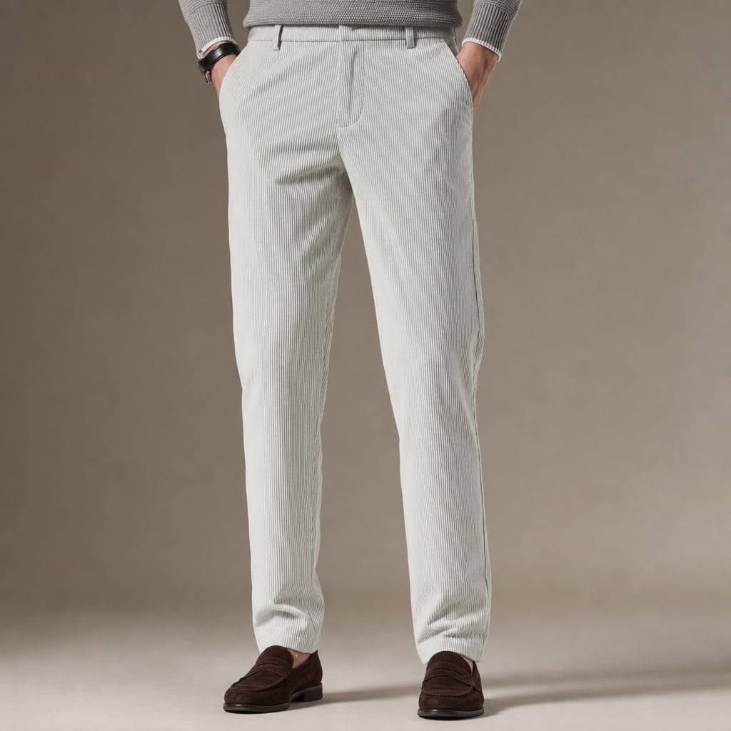 Chino Pants Corduroy Tapered Fit Cream – Product Photo