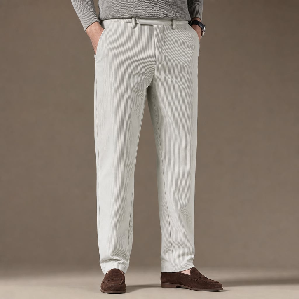 Chino Pants Corduroy Tapered Fit in Cream – Tarlano Premium Menswear