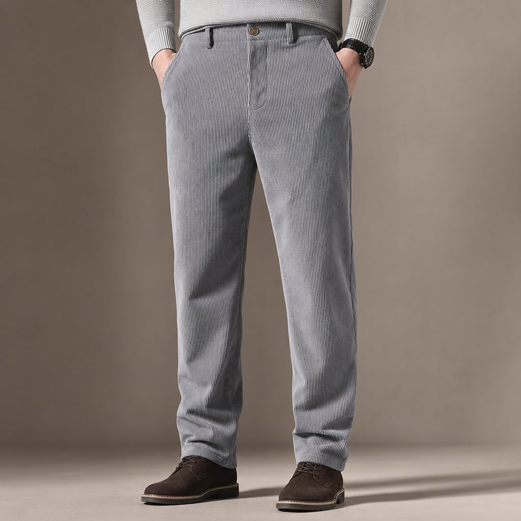Chino Pants Corduroy Tapered Fit Gray – Product Photo