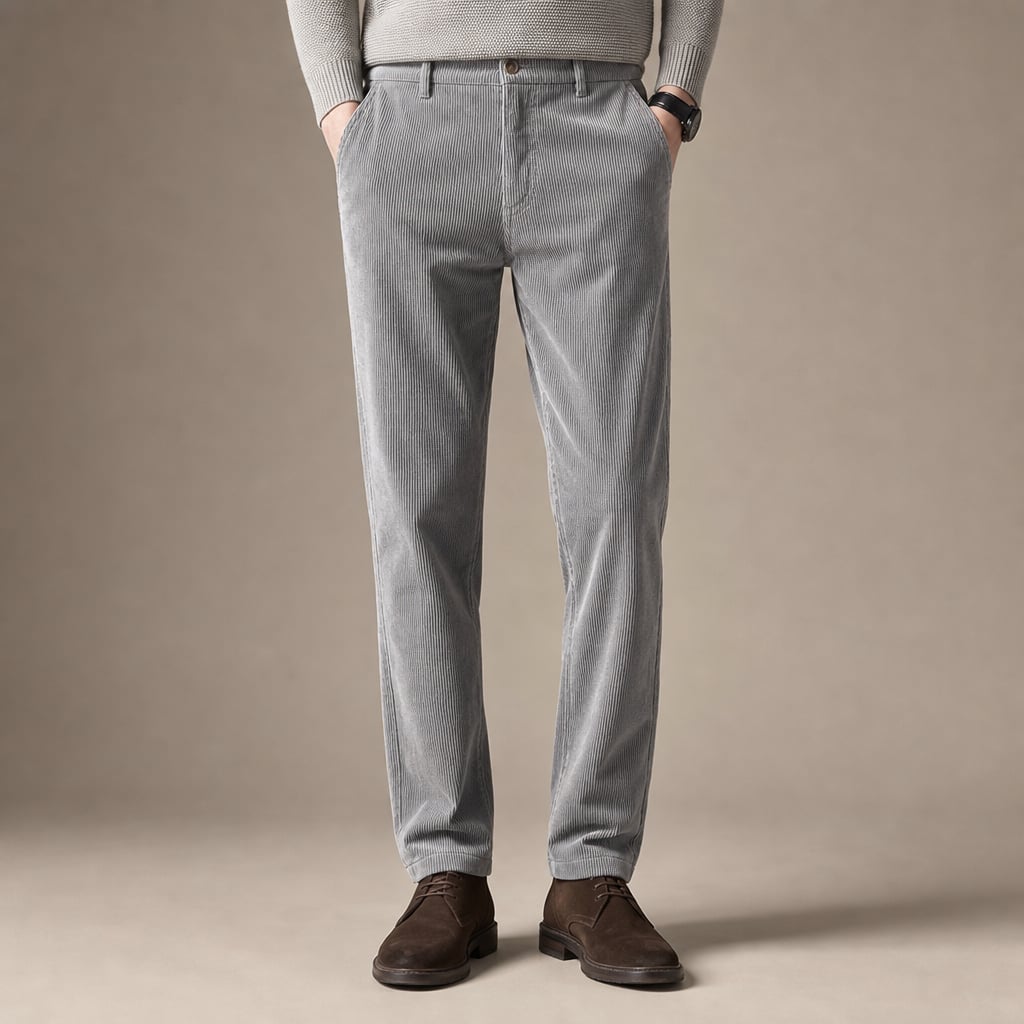 Chino Pants Corduroy Tapered Fit in Gray – Tarlano Premium Menswear