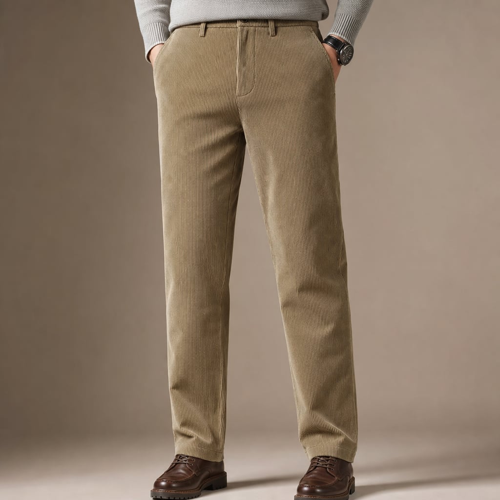 Chino Pants Corduroy Tapered Fit in Khaki – Tarlano Premium Menswear