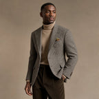 Blazer Houndstooth Check Classic Fit Khaki Khaki – Side Angle View