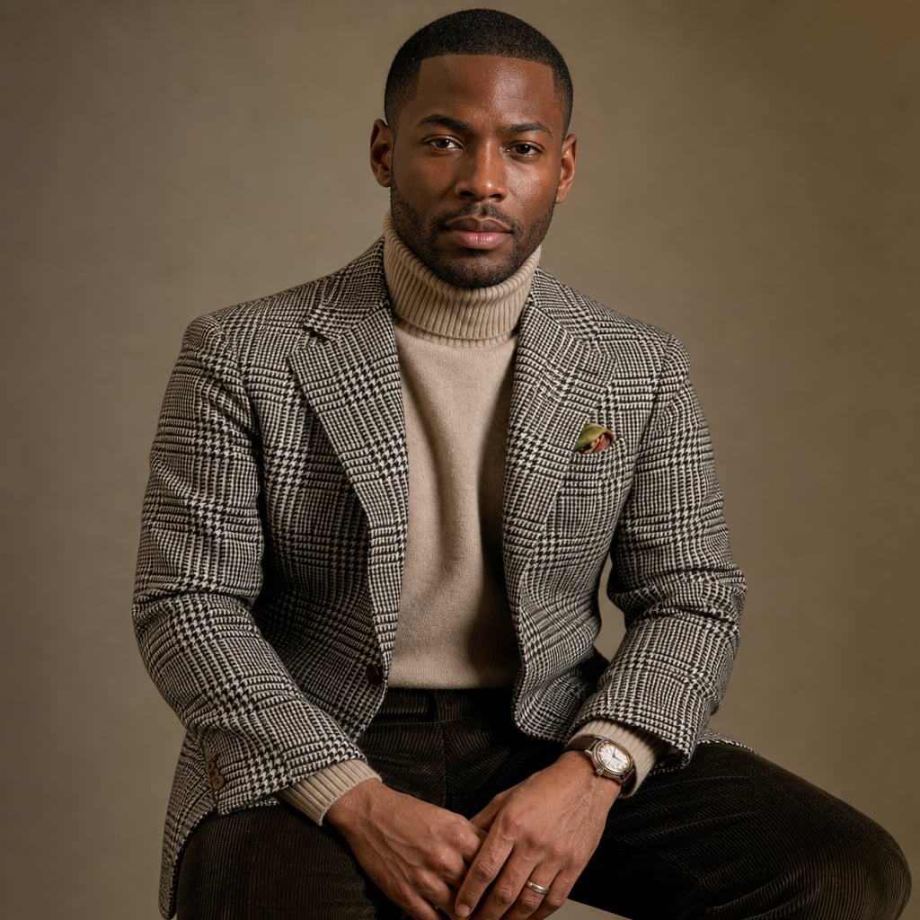 Blazer Houndstooth Check Classic Fit Khaki Khaki – Product Photo