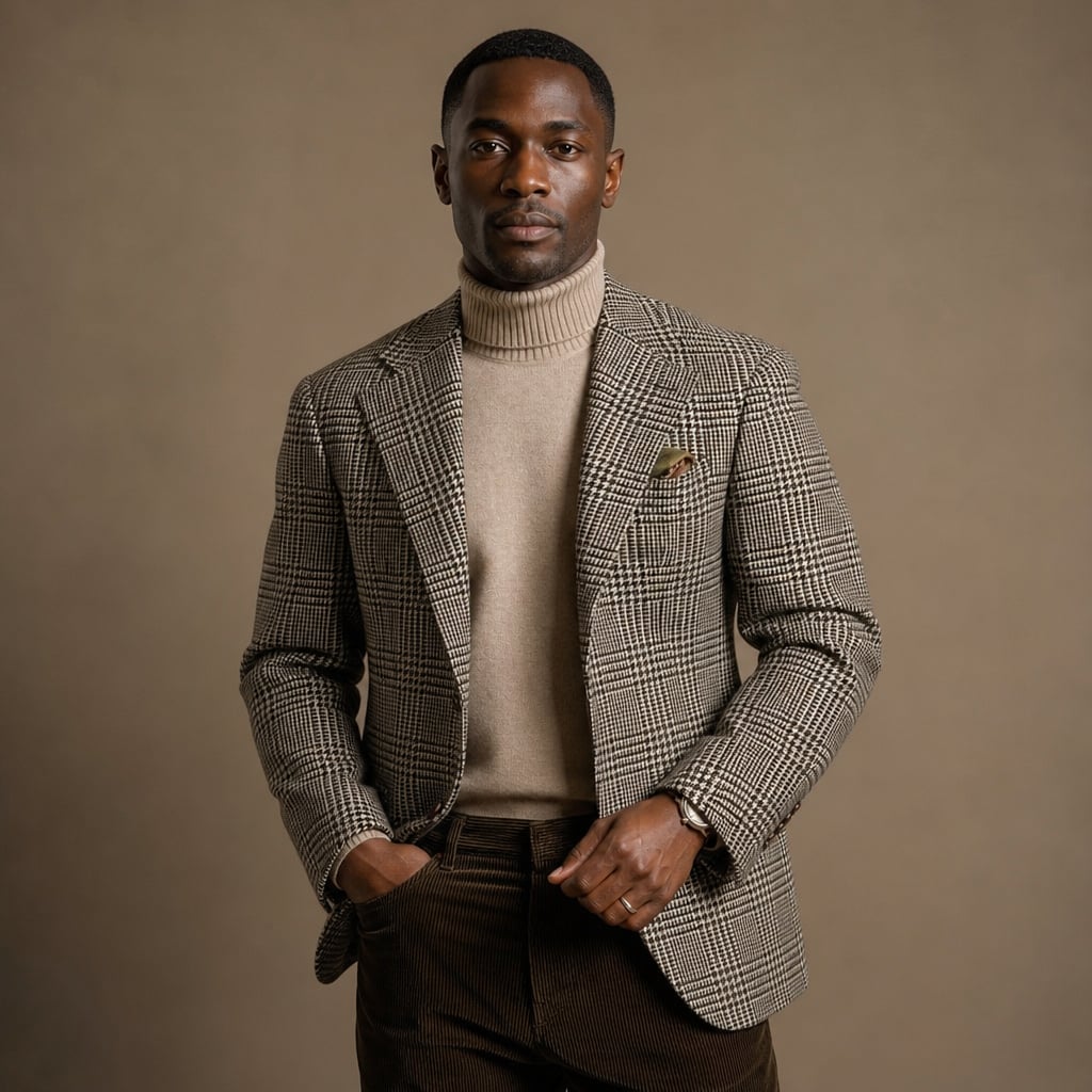 Blazer Houndstooth Check Classic Fit Khaki in Khaki – Tarlano Premium Menswear