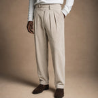 Corduroy Pants Gurkha Double Pleat Side Tab Waistband in Beige – Tarlano Premium Menswear