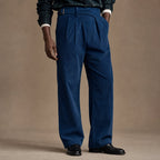 Corduroy Pants Gurkha Double Pleat Side Tab Waistband in Navy – Tarlano Premium Menswear