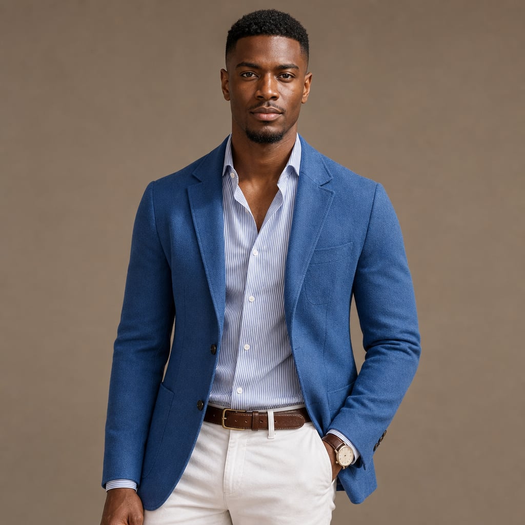 Blazer Knit Notch Lapel Tailored Fit in Blue – Tarlano Premium Menswear