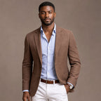 Blazer Knit Notch Lapel Tailored Fit Brown – Product Photo
