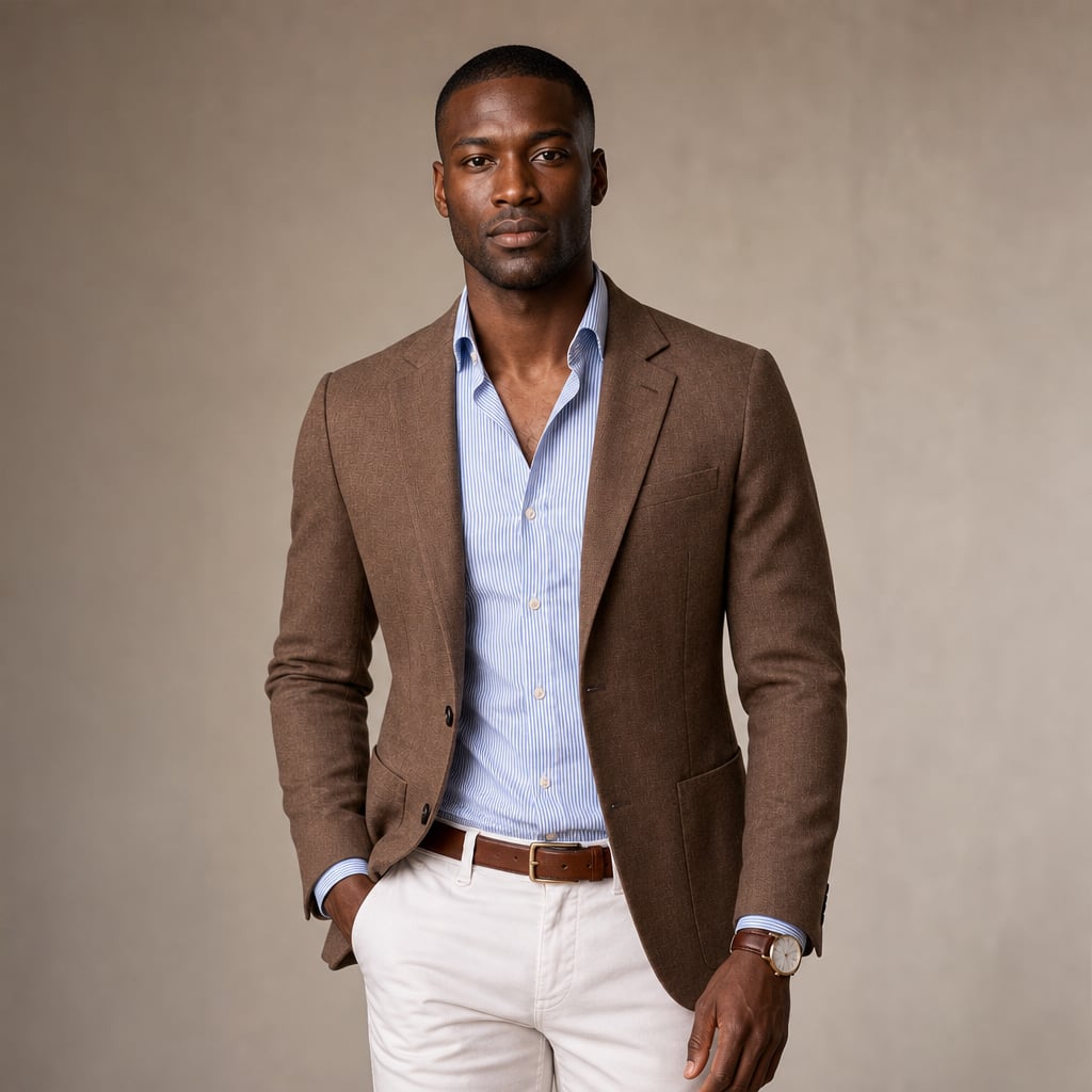 Blazer Knit Notch Lapel Tailored Fit in Brown – Tarlano Premium Menswear