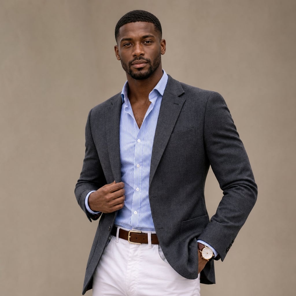 Blazer Knit Notch Lapel Tailored Fit Gray – Product Photo