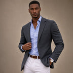 Blazer Knit Notch Lapel Tailored Fit in Gray – Tarlano Premium Menswear