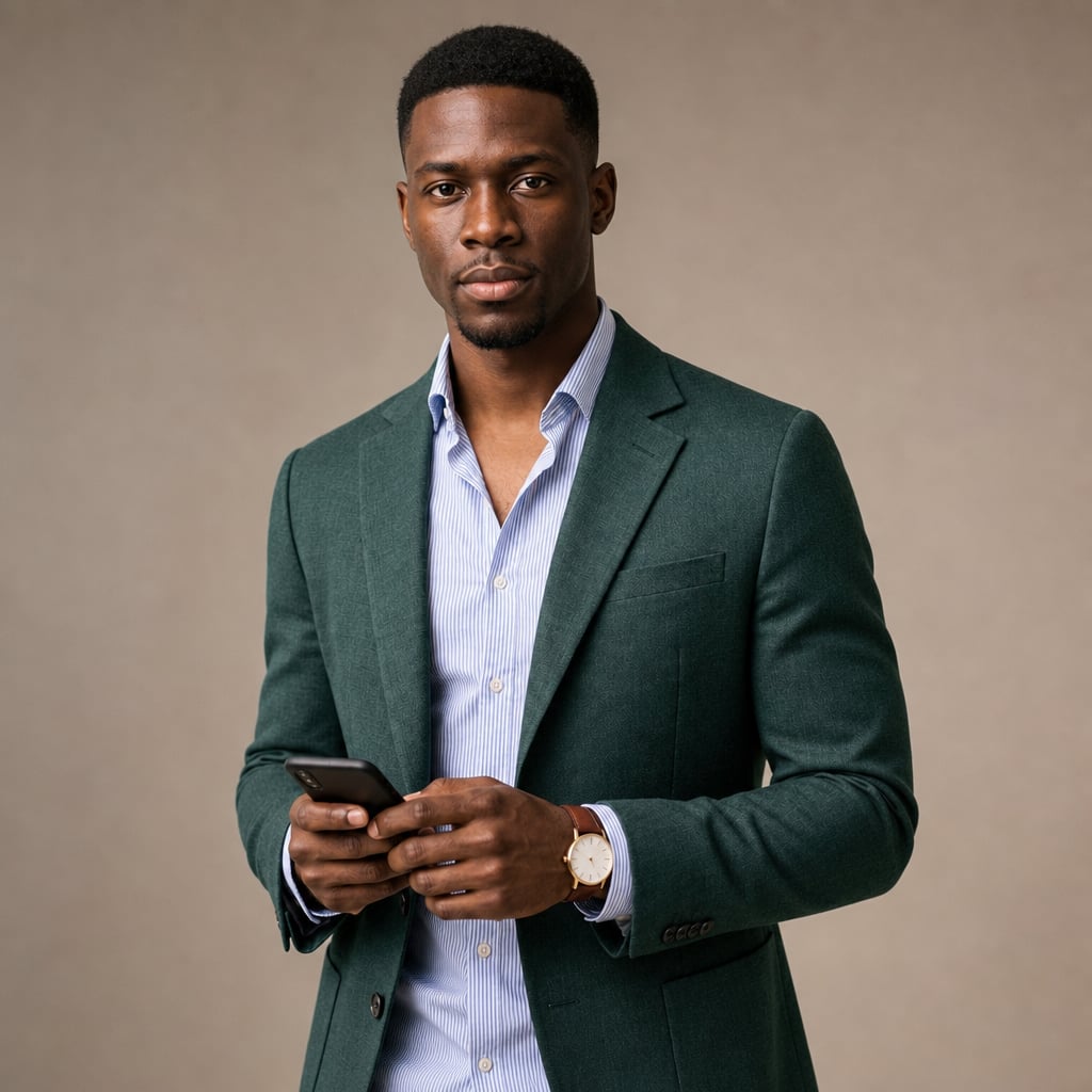 Blazer Knit Notch Lapel Tailored Fit Green – Product Photo