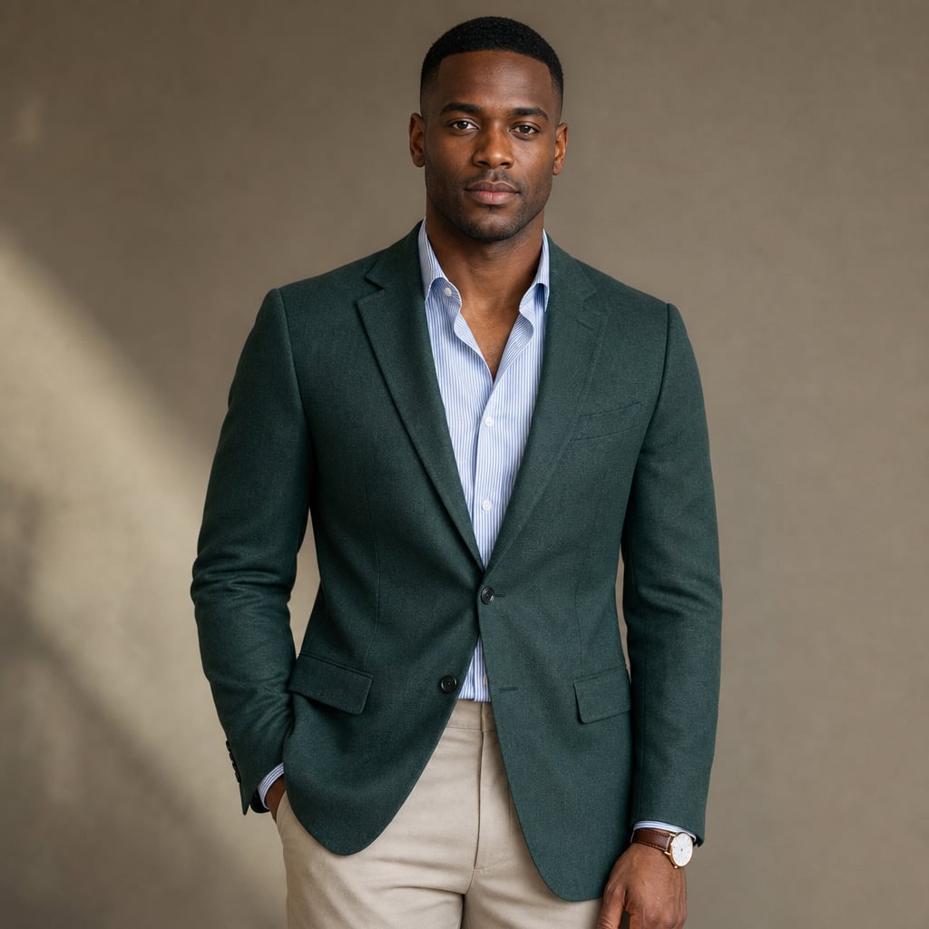 Blazer Knit Notch Lapel Tailored Fit in Green – Tarlano Premium Menswear