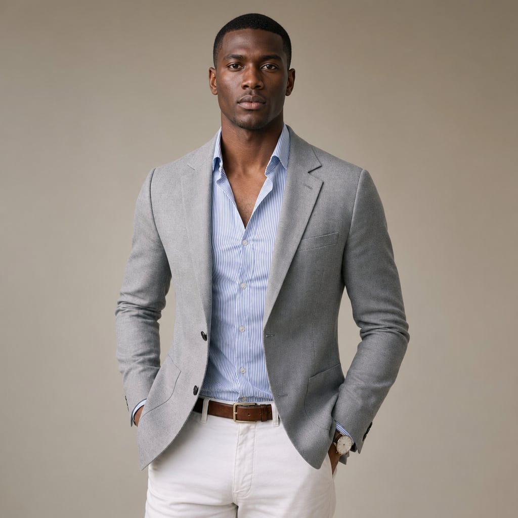 Blazer Knit Notch Lapel Tailored Fit Silver – Product Photo