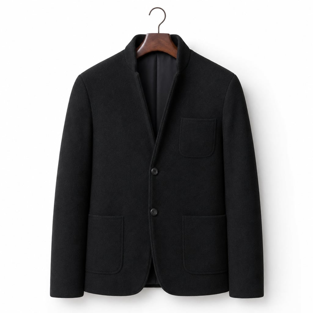 Sport Coat Wool Blend Stand Collar Black – Product Photo