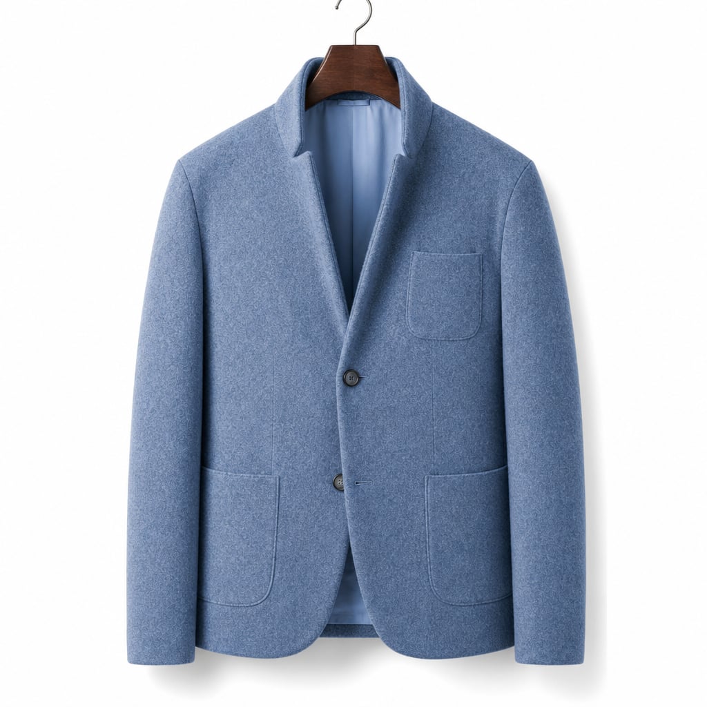 Sport Coat Wool Blend Stand Collar Blue – Product Photo