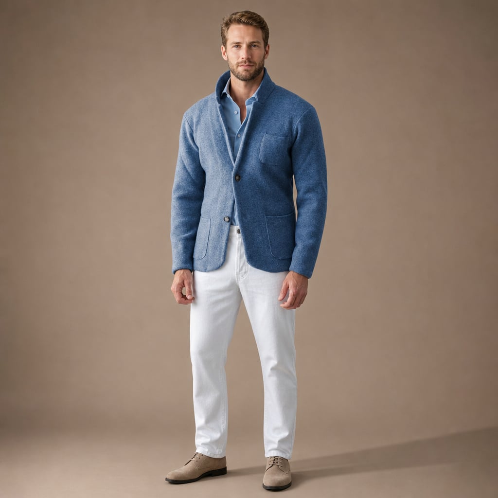 Sport Coat Wool Blend Stand Collar in Blue – Tarlano Premium Menswear