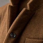 Sport Coat Wool Blend Stand Collar Brown – Fabric and Detail Close-Up