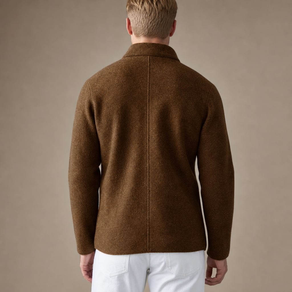 Sport Coat Wool Blend Stand Collar Brown – Full Look