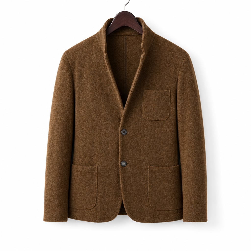 Sport Coat Wool Blend Stand Collar Brown – Product Photo