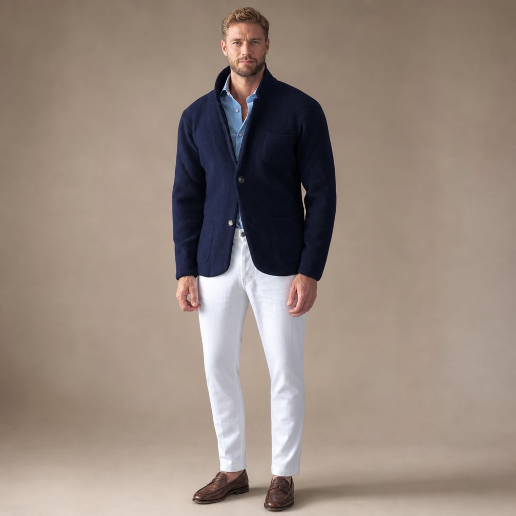 Sport Coat Wool Blend Stand Collar in Navy Blue – Tarlano Premium Menswear