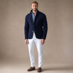 Sport Coat Wool Blend Stand Collar in Navy Blue – Tarlano Premium Menswear