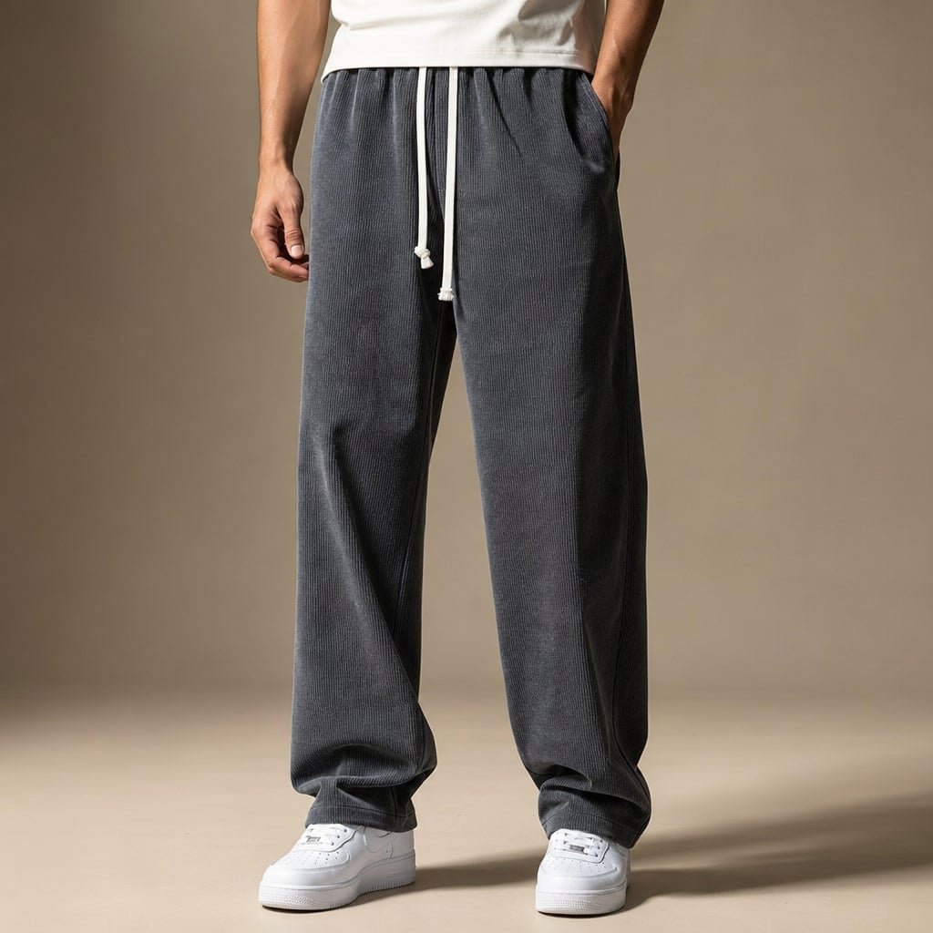 Corduroy Pants Relaxed Fit Stretch Dark Gray – Product Photo