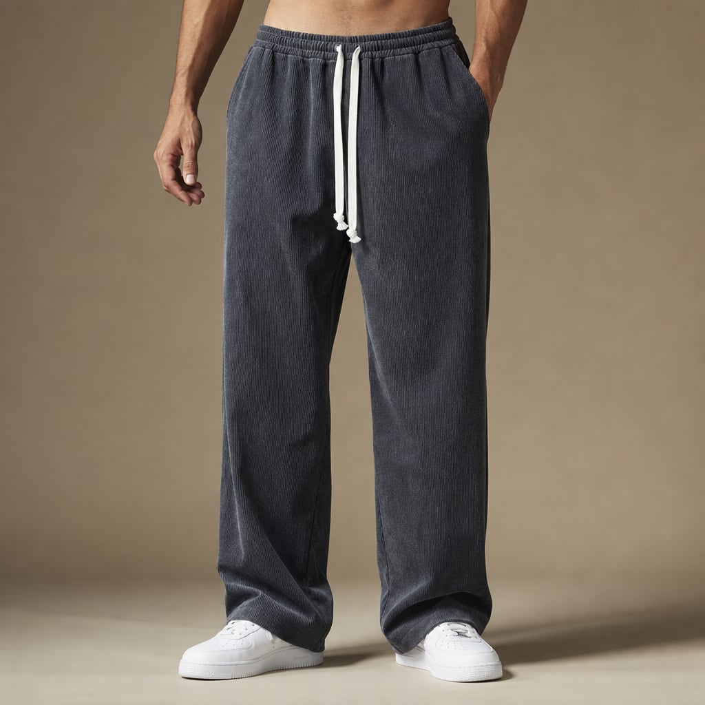 Corduroy Pants Relaxed Fit Stretch in Dark Gray – Tarlano Premium Menswear