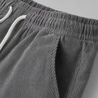 Corduroy Pants Relaxed Fit Stretch Gray – Fabric and Detail Close-Up