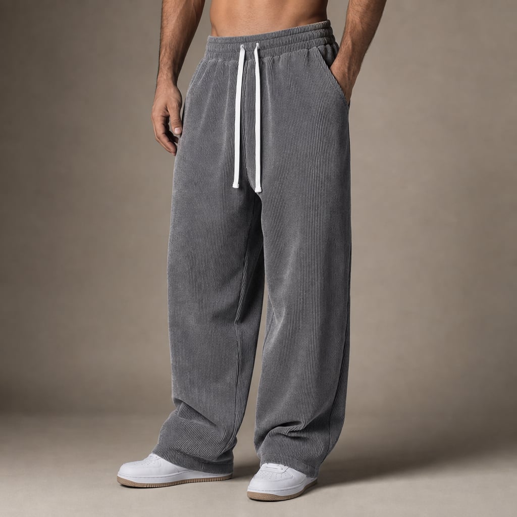 Corduroy Pants Relaxed Fit Stretch Gray – Product Photo