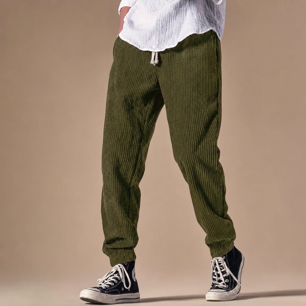 Cargo Pants Relaxed Fit Drawstring Waist in Army Green – Tarlano Premium Menswear