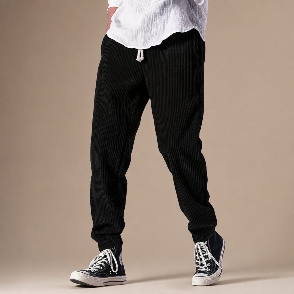 Cargo Pants Relaxed Fit Drawstring Waist in Black – Tarlano Premium Menswear