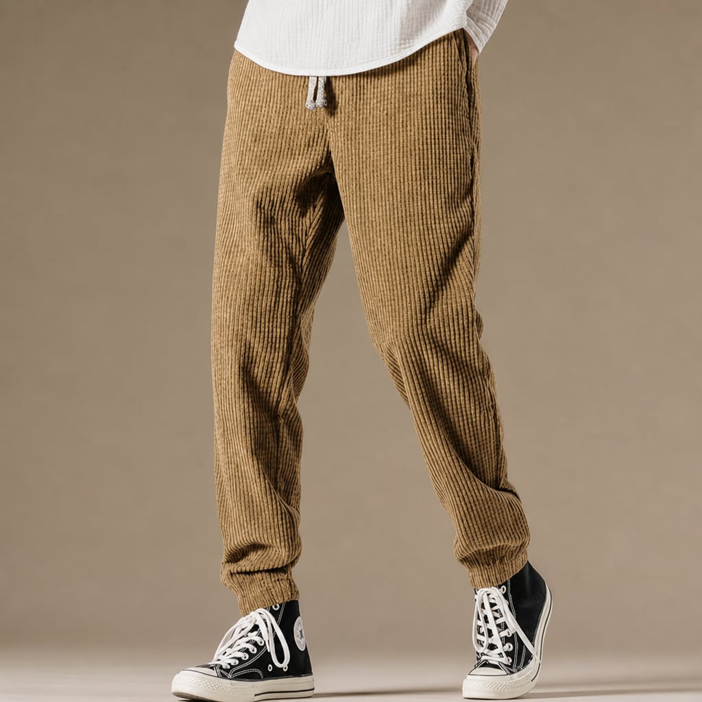 Cargo Pants Relaxed Fit Drawstring Waist Khaki – Product Photo