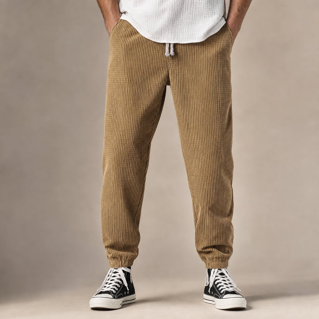 Cargo Pants Relaxed Fit Drawstring Waist in Khaki – Tarlano Premium Menswear