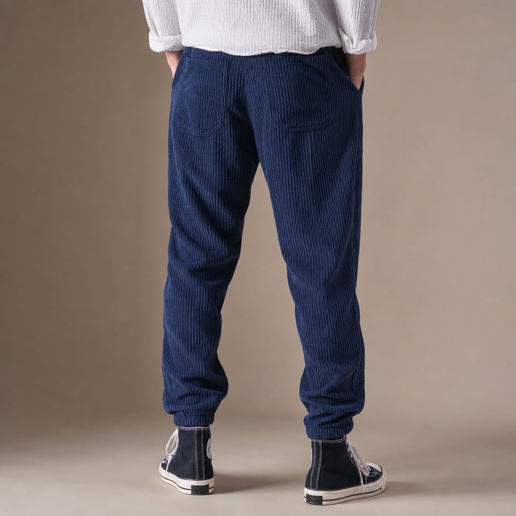 Cargo Pants Relaxed Fit Drawstring Waist Navy Blue – Full Look