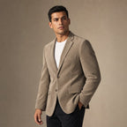 Blazer Corduroy Notch Lapel Relaxed Fit Khaki – Side Angle View