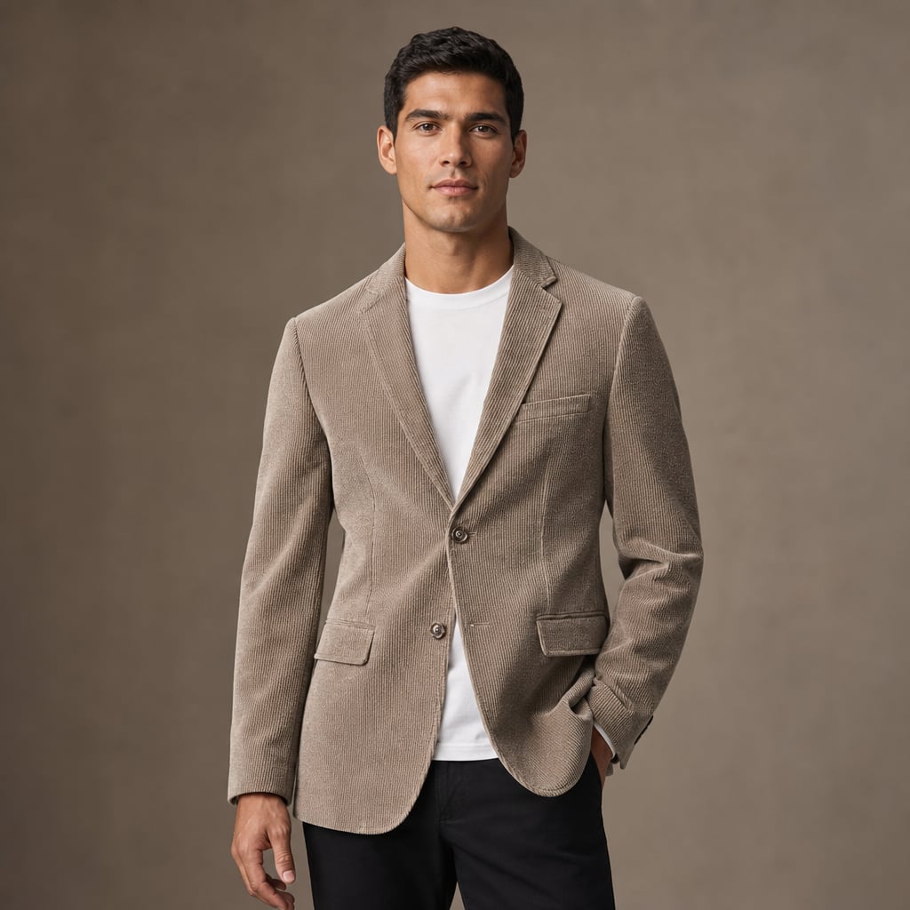 Blazer Corduroy Notch Lapel Relaxed Fit in Khaki – Tarlano Premium Menswear