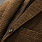 Corduroy Blazer Single Breasted Structured Brown – Fabric and Detail Close-Up