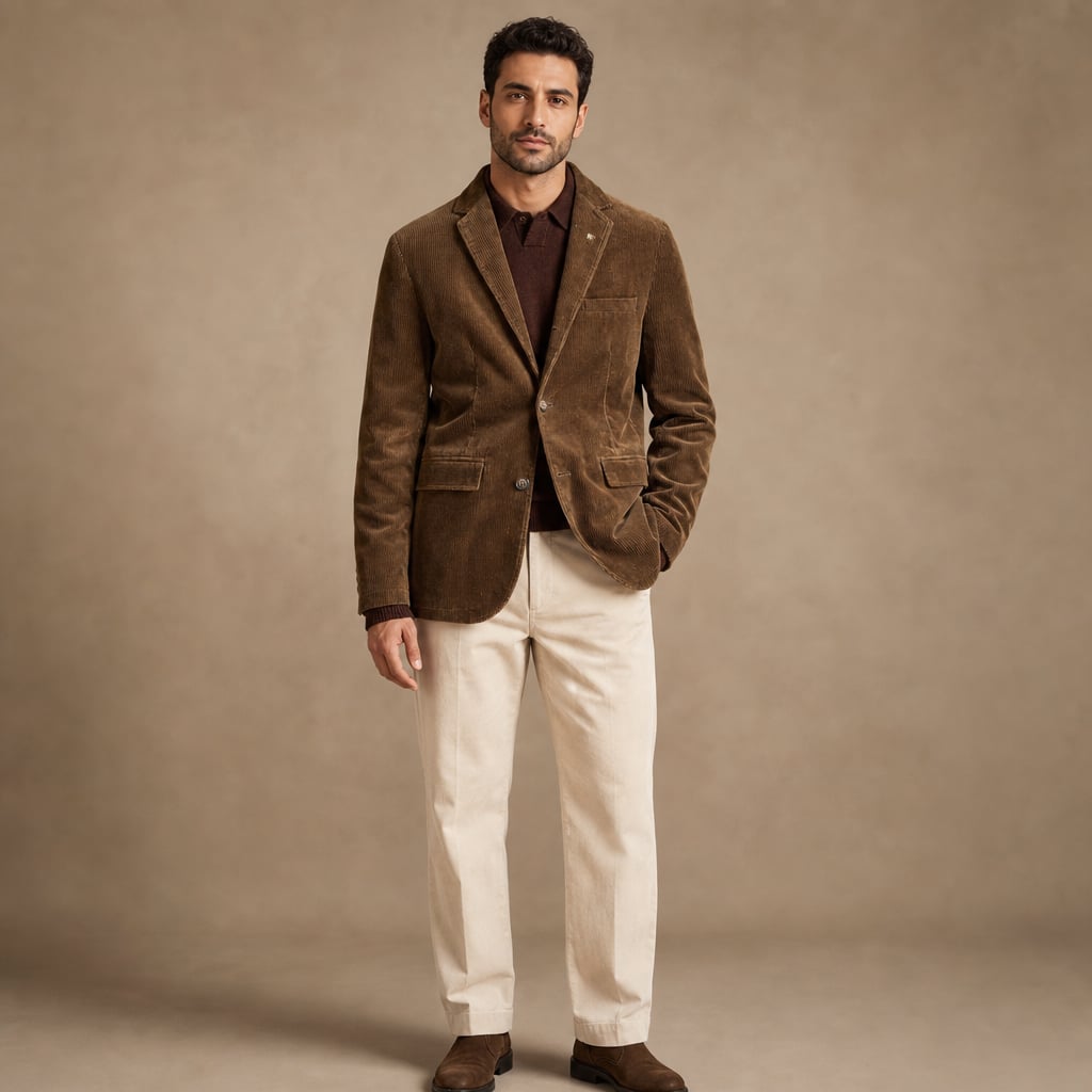 Corduroy Blazer Single Breasted Structured Brown – Full Look