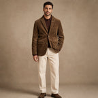 Corduroy Blazer Single Breasted Structured Brown – Full Look