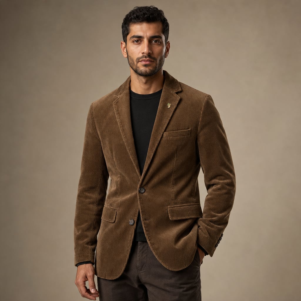 Corduroy Blazer Single Breasted Structured Brown – Product Photo