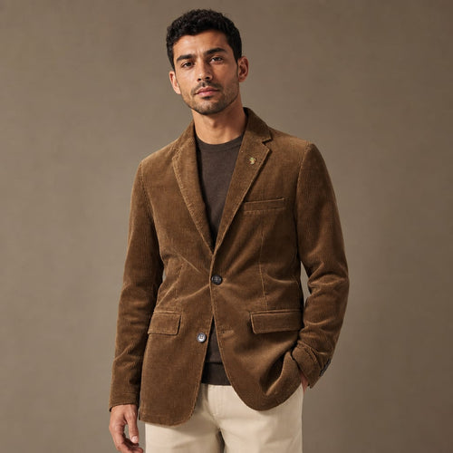 Corduroy Blazer Single Breasted Structured in Brown – Tarlano Premium Menswear