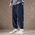 Corduroy Jogger Pants Relaxed Fit Navy Blue – Product Photo