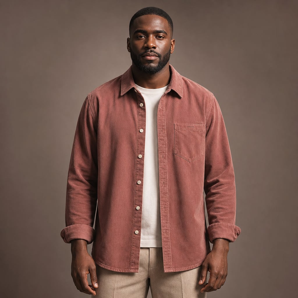 Corduroy Shirt Relaxed Fit Long Sleeve in Red – Tarlano Premium Menswear