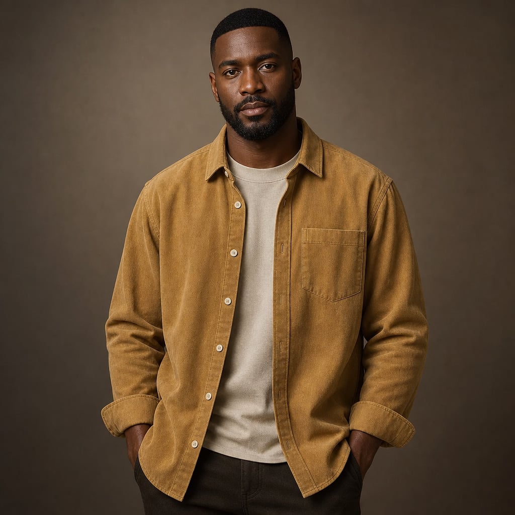 Corduroy Shirt Relaxed Fit Long Sleeve Yellow – Product Photo