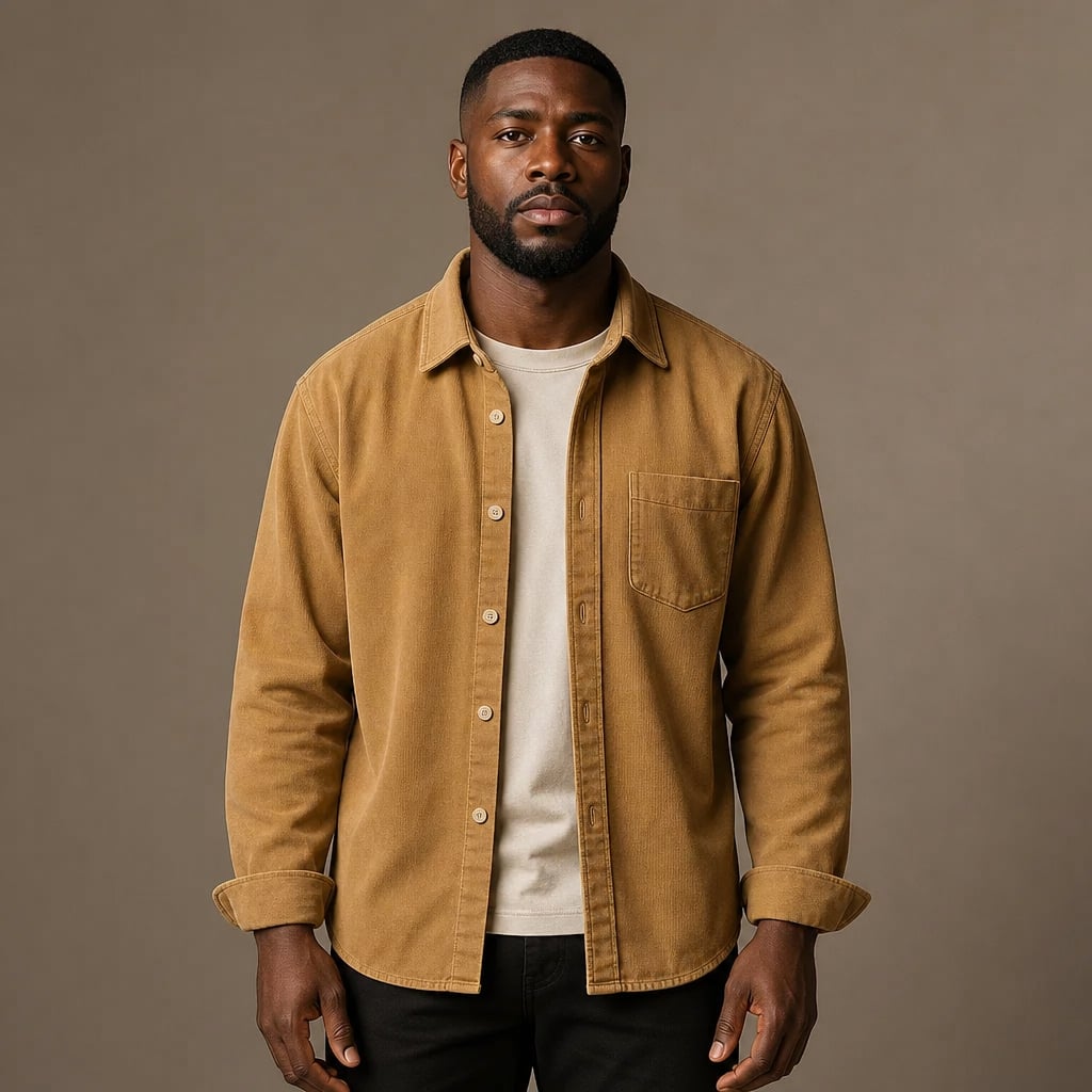 Corduroy Shirt Relaxed Fit Long Sleeve in Yellow – Tarlano Premium Menswear
