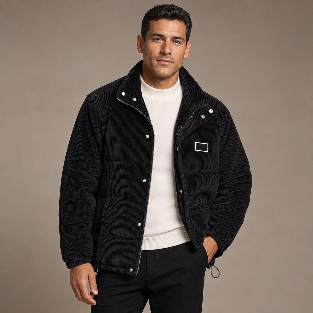 Corduroy Jacket Thermal Insulated Comfort Fit in Black – Tarlano Premium Menswear