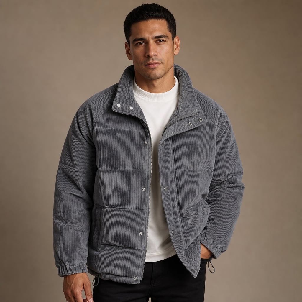 Corduroy Jacket Thermal Insulated Comfort Fit in Gray – Tarlano Premium Menswear
