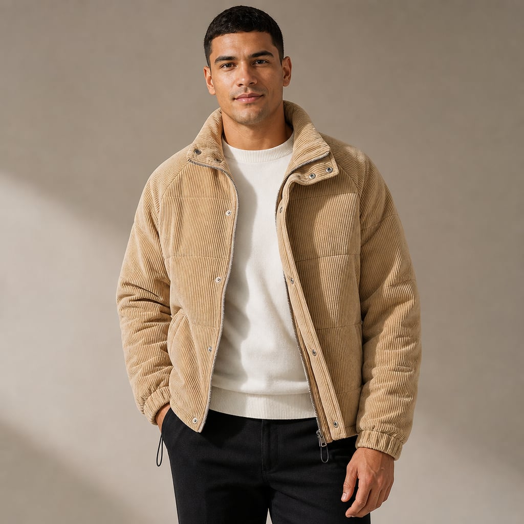 Corduroy Jacket Thermal Insulated Comfort Fit in Khaki – Tarlano Premium Menswear